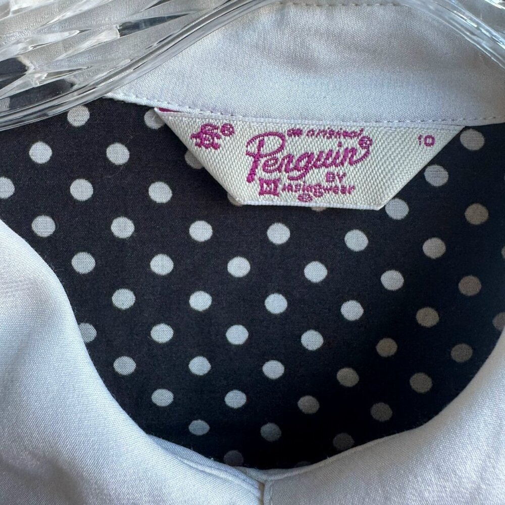 Original Penguin by Munsingwear Silk Blend Polka Dot Shirt Dress Women's Size 10 - Picture 3 of 9